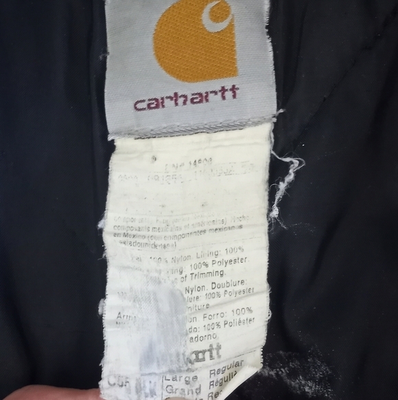 Carhartt Thrashed Artic Quilted Lined Black Canvas Brown Corduroy Collar Jacket - Picture 11 of 13